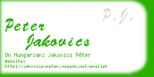 peter jakovics business card