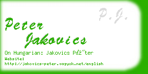 peter jakovics business card